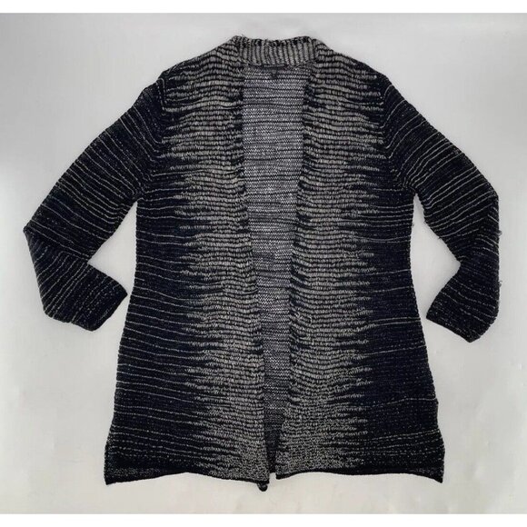 Eileen Fisher 85% Wool 15% Linen Italian Yarn Open Cardigan Lagenlook Sz L Flaws - Picture 3 of 16